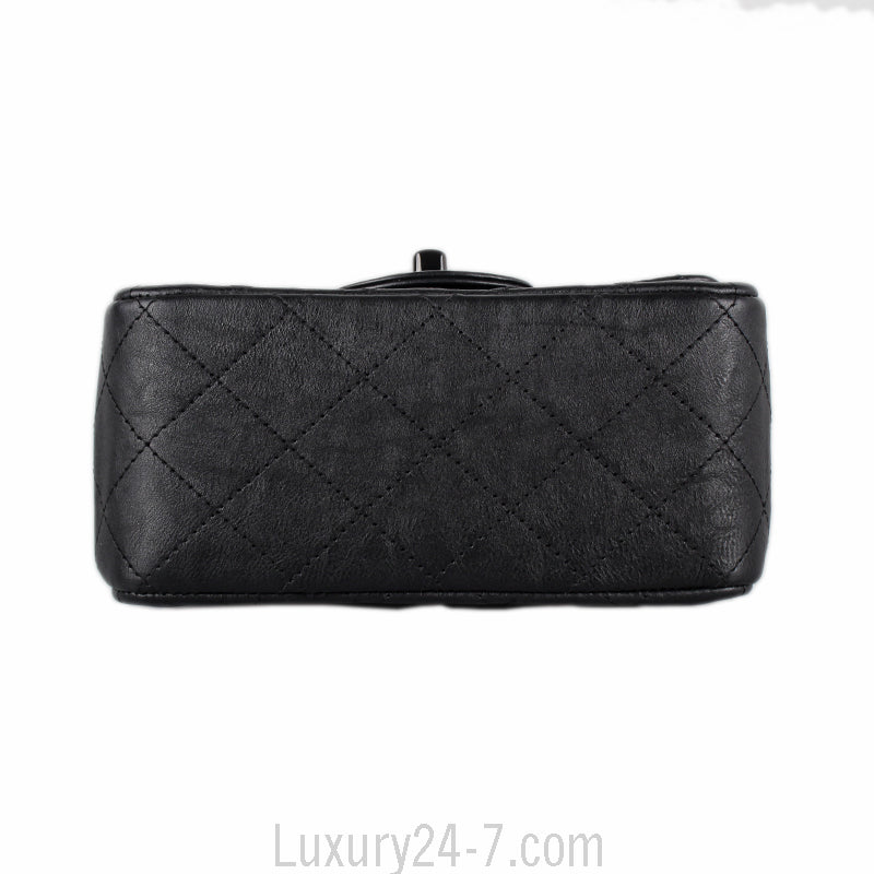 Chanel Crumpled Calfskin Quilted Mini Square So Black Bag