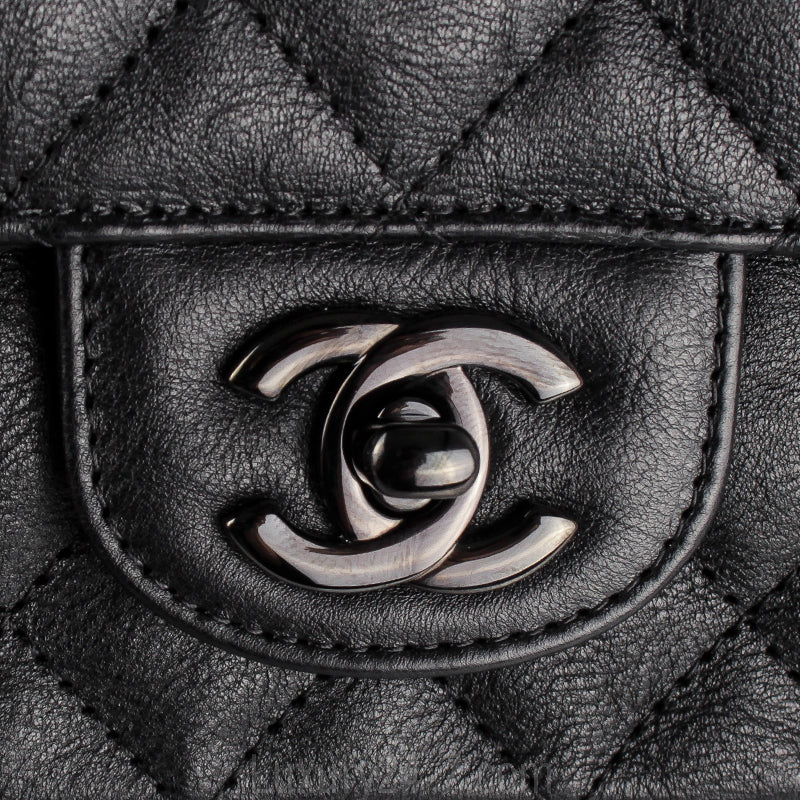 Chanel Crumpled Calfskin Quilted Mini Square So Black Bag