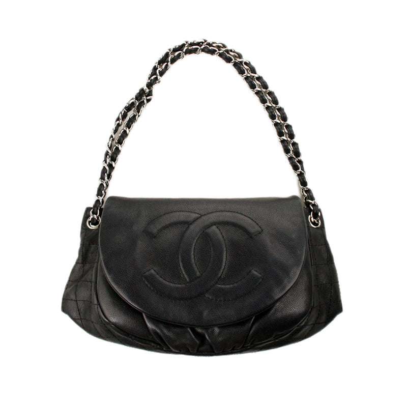 Chanel Black Caviar Half Moon Flap Bag
