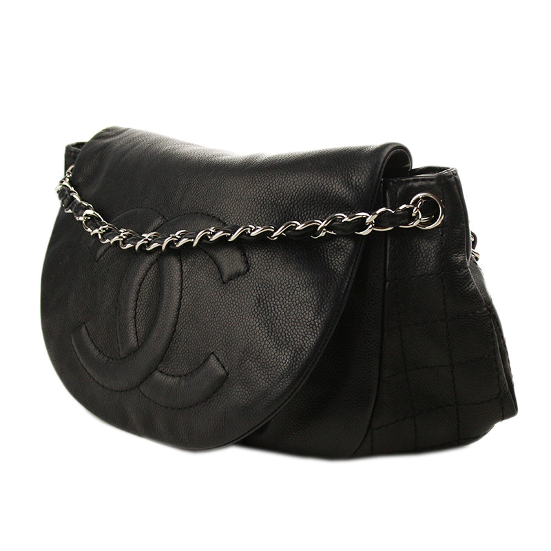 Chanel Black Caviar Half Moon Flap Bag