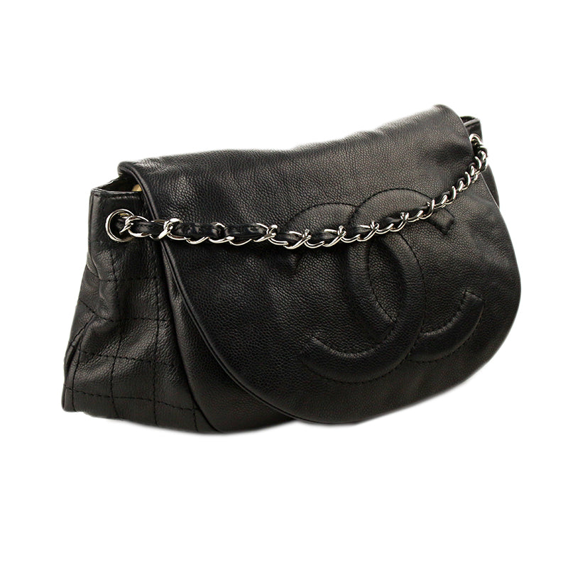 Chanel Black Caviar Half Moon Flap Bag