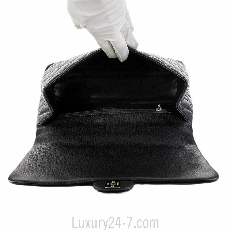 Chanel Black Caviar Jumbo Kelly Flap Bag