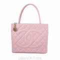 Chanel Pink Quilted Caviar Leather Medallion Tote