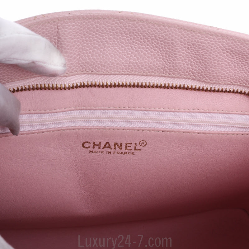 Chanel Pink Quilted Caviar Leather Medallion Tote