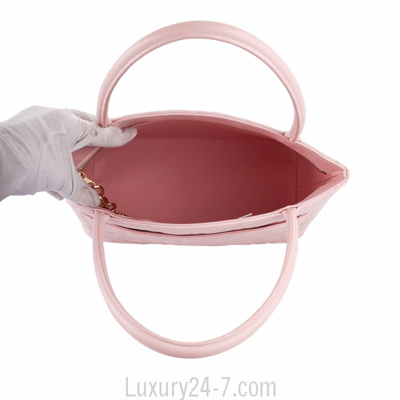 Chanel Pink Quilted Caviar Leather Medallion Tote