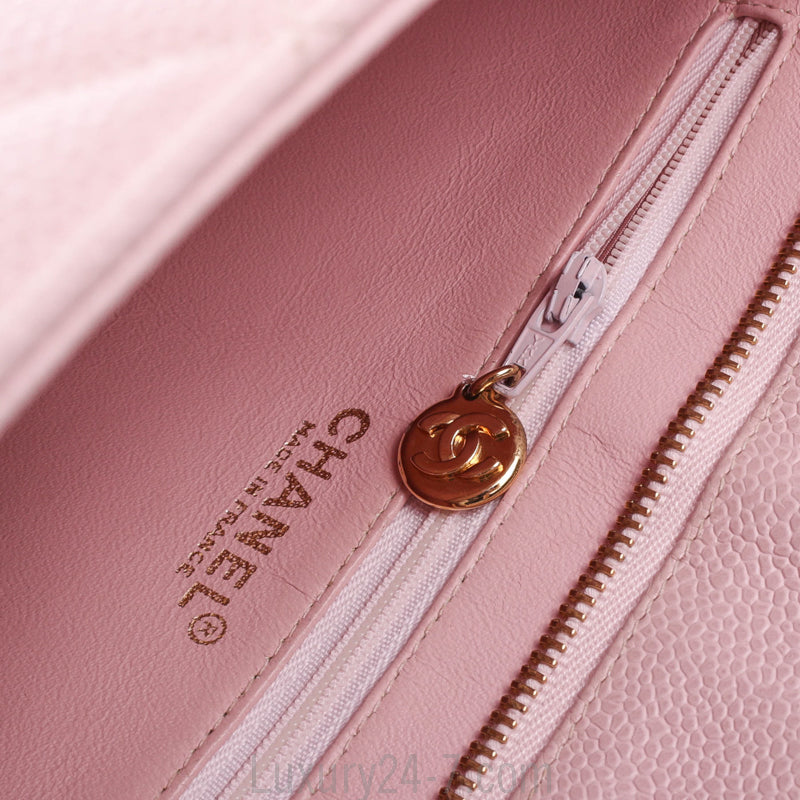 Chanel Pink Quilted Caviar Leather Medallion Tote