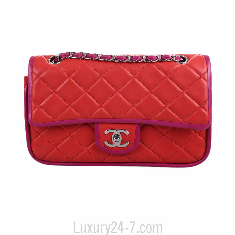 Chanel Medium Orange and Purple Classic Double Flap Bag