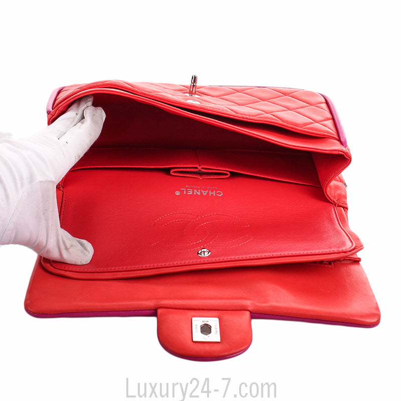 Chanel Medium Orange and Purple Classic Double Flap Bag