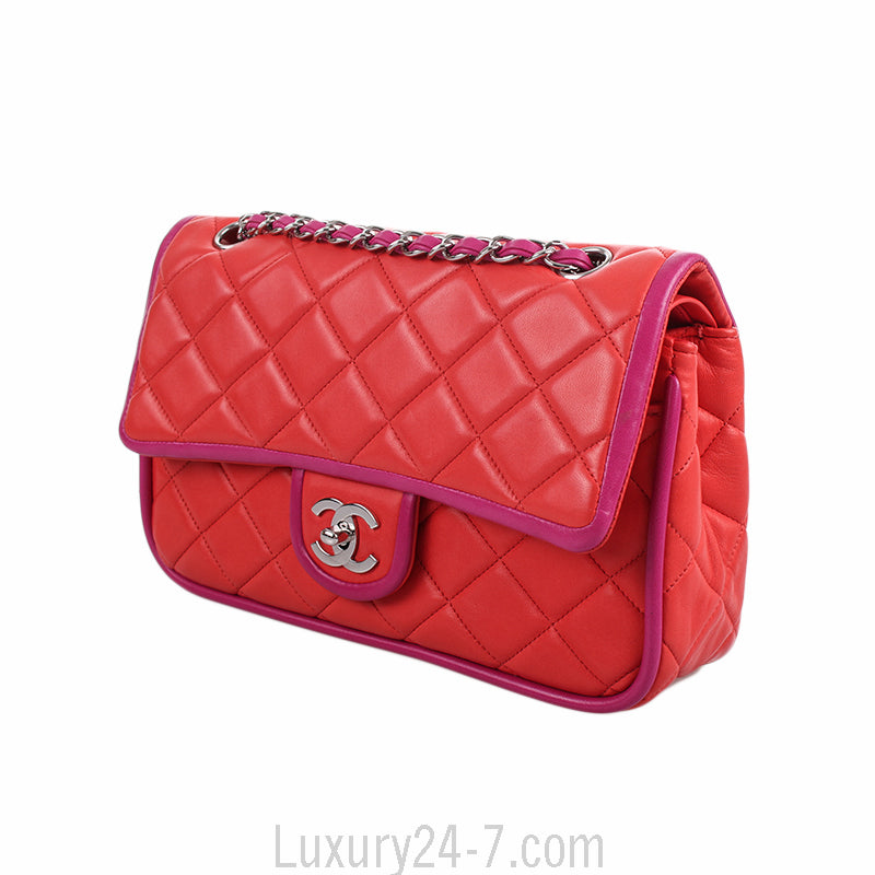 Chanel Medium Orange and Purple Classic Double Flap Bag