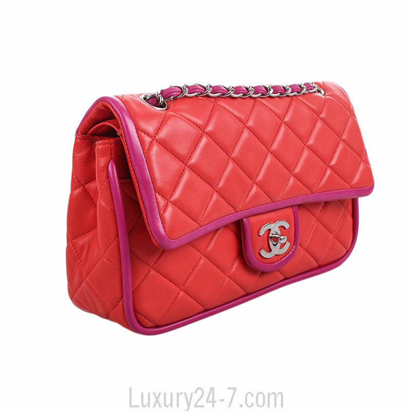 Chanel Medium Orange and Purple Classic Double Flap Bag