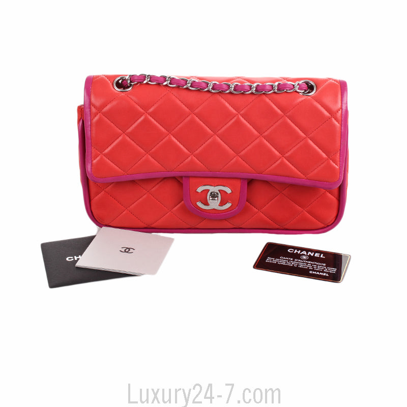 Chanel Medium Orange and Purple Classic Double Flap Bag