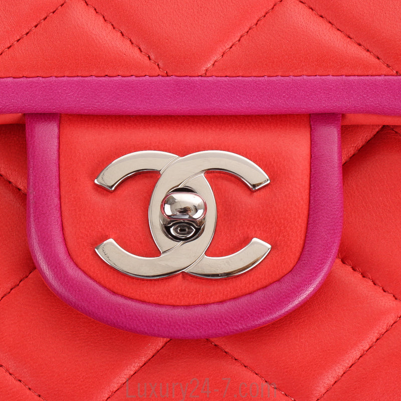 Chanel Medium Orange and Purple Classic Double Flap Bag