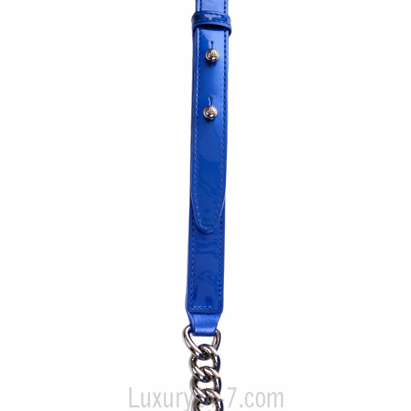 Chanel Small Metallic Blue Patent Leather Boy Bag