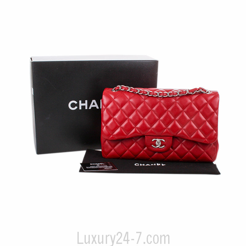 Chanel Red Caviar Classic Jumbo Double Flap Bag