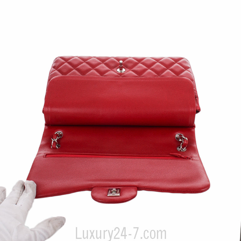 Chanel Red Caviar Classic Jumbo Double Flap Bag