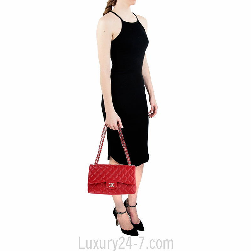 Chanel Red Caviar Classic Jumbo Double Flap Bag