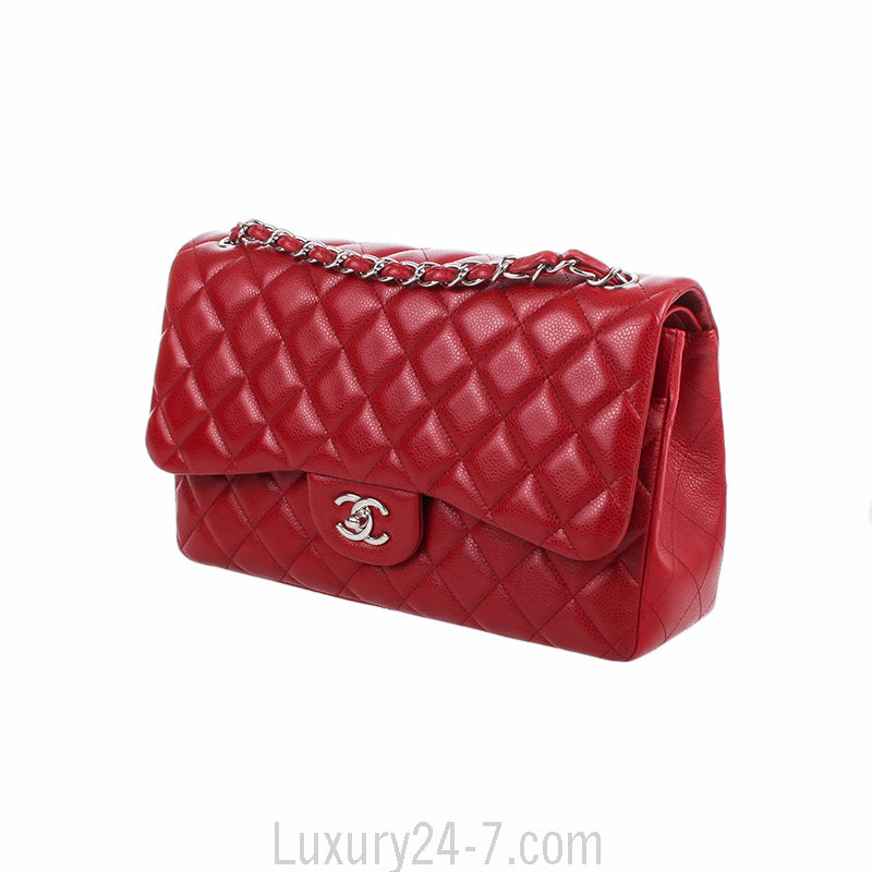 Chanel Red Caviar Classic Jumbo Double Flap Bag