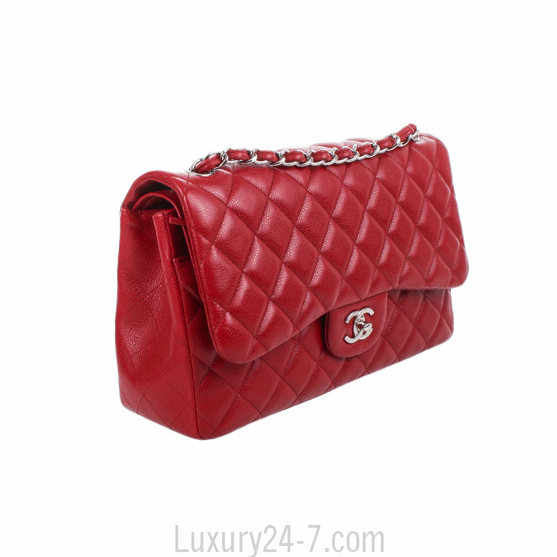 Chanel Red Caviar Classic Jumbo Double Flap Bag
