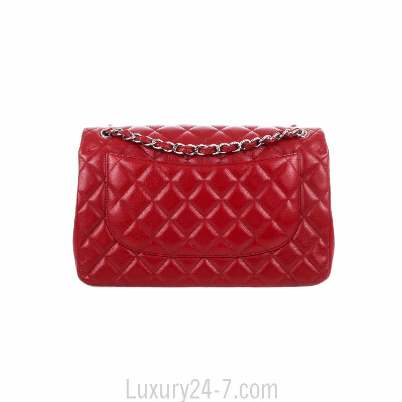 Chanel Red Caviar Classic Jumbo Double Flap Bag