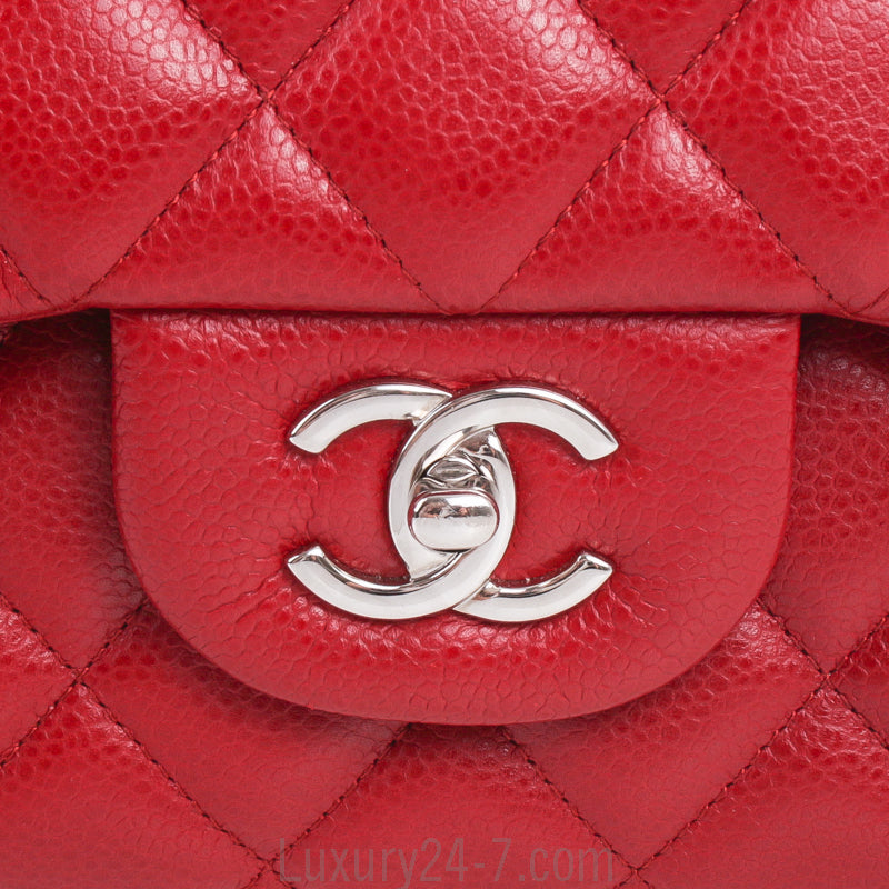 Chanel Red Caviar Classic Jumbo Double Flap Bag