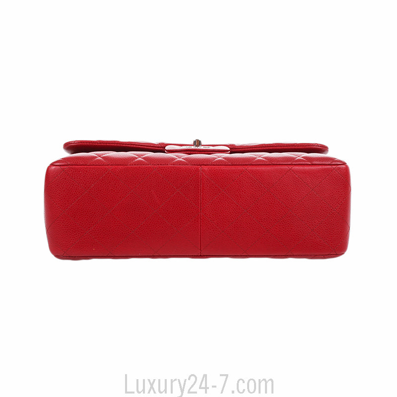 Chanel Red Caviar Classic Jumbo Double Flap Bag