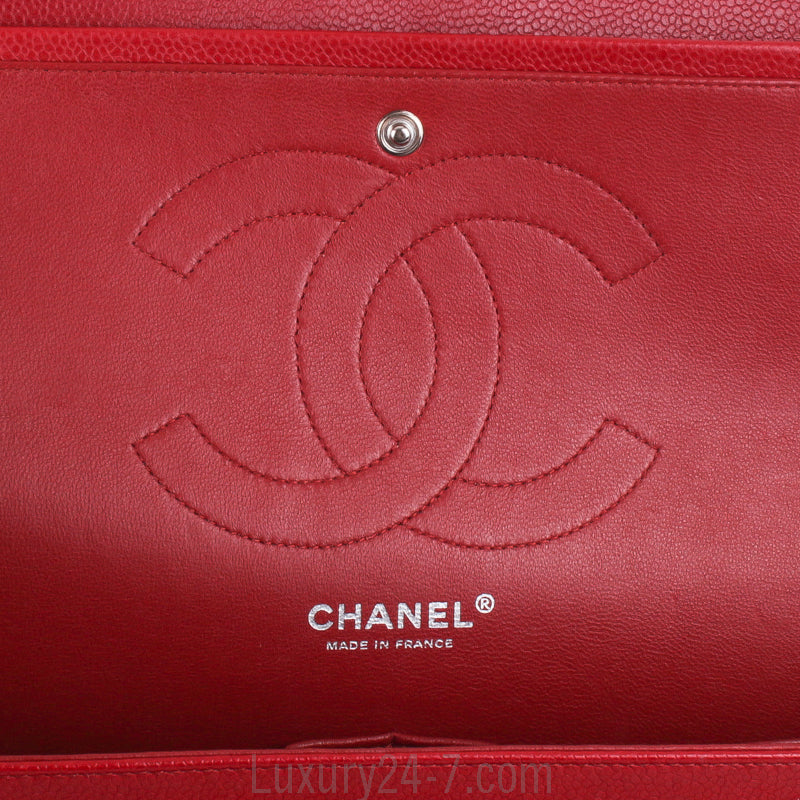 Chanel Red Caviar Classic Jumbo Double Flap Bag