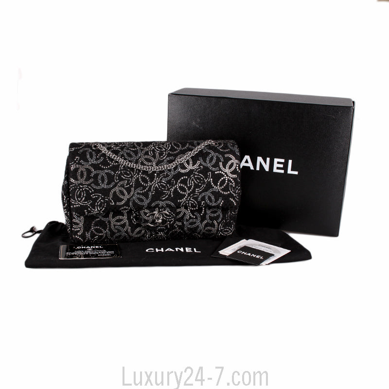 Chanel Black Wool Strass CC Flap Bag