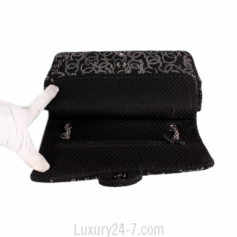 Chanel Black Wool Strass CC Flap Bag