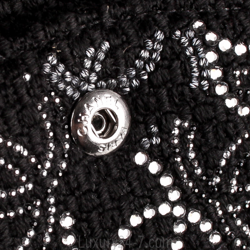 Chanel Black Wool Strass CC Flap Bag