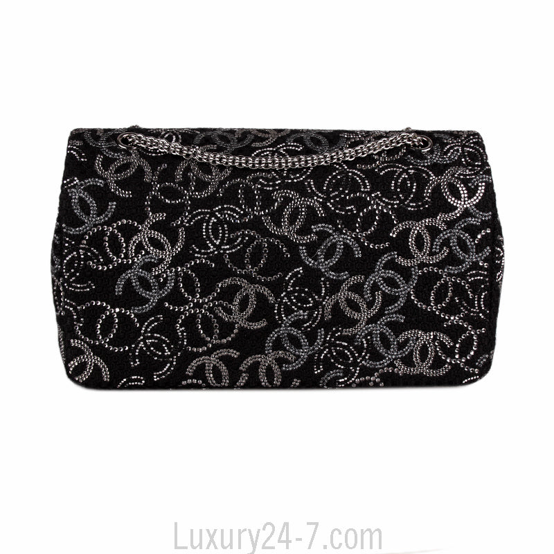 Chanel Black Wool Strass CC Flap Bag