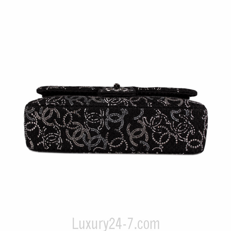 Chanel Black Wool Strass CC Flap Bag