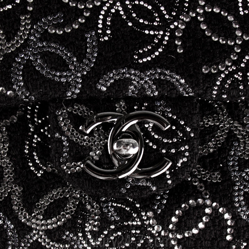 Chanel Black Wool Strass CC Flap Bag