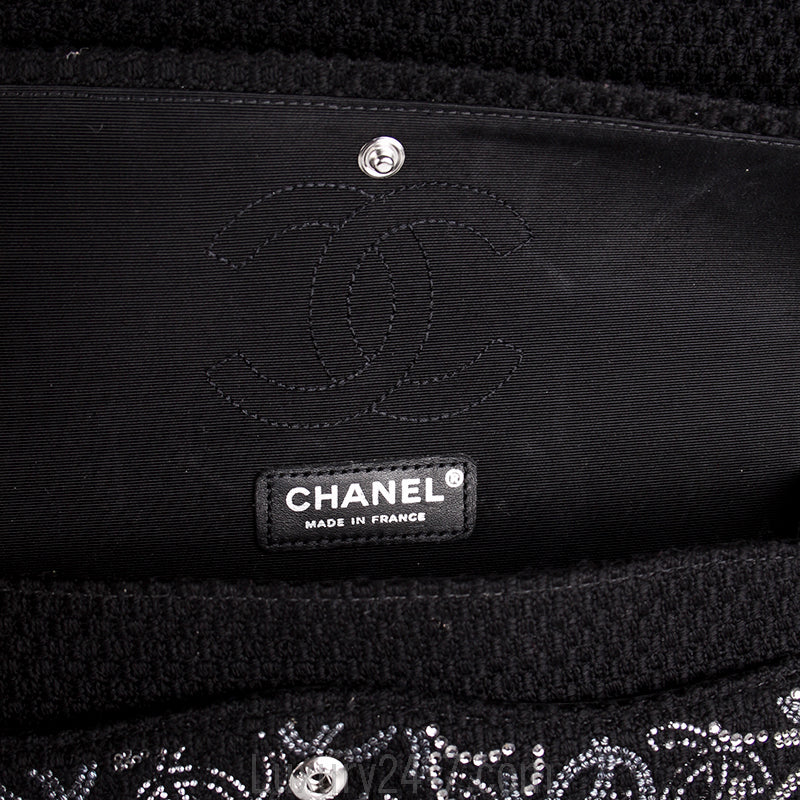 Chanel Black Wool Strass CC Flap Bag