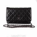 Chanel Black Classic Quilted Lambskin Wallet on Chain