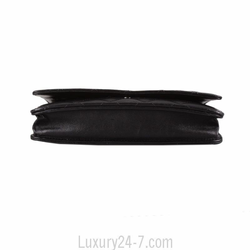 Chanel Black Classic Quilted Lambskin Wallet on Chain