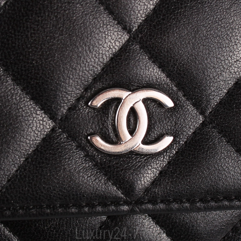 Chanel Black Classic Quilted Lambskin Wallet on Chain