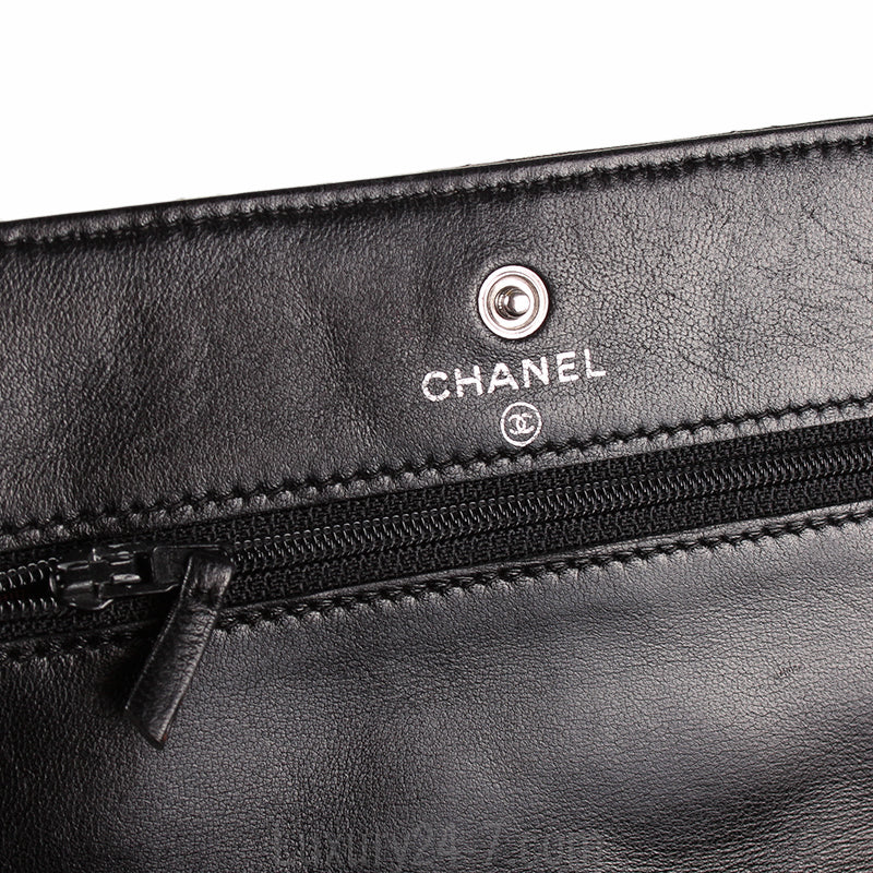 Chanel Black Classic Quilted Lambskin Wallet on Chain