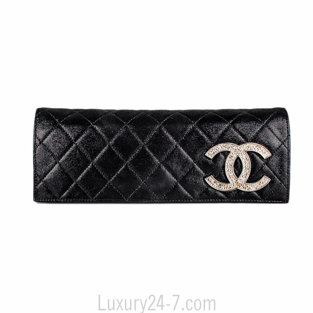 Chanel Black Irridescent Strass Clutch