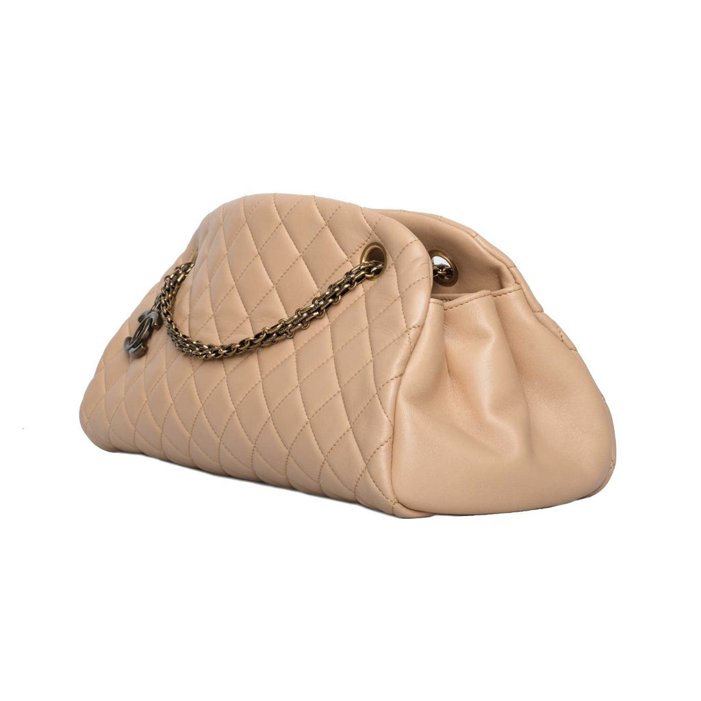 Chanel Tan Quilted Leather Just Mademoiselle Bag Medium