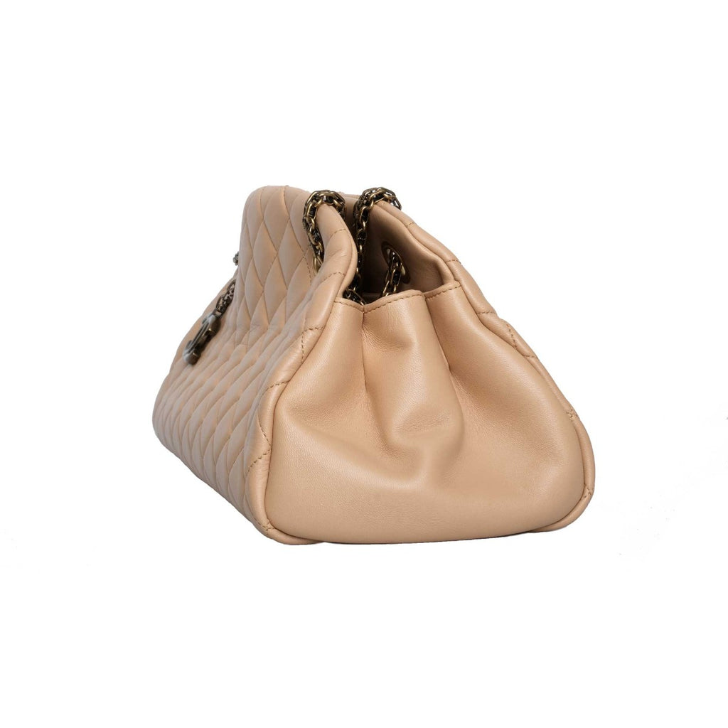 Chanel Tan Quilted Leather Just Mademoiselle Bag Medium