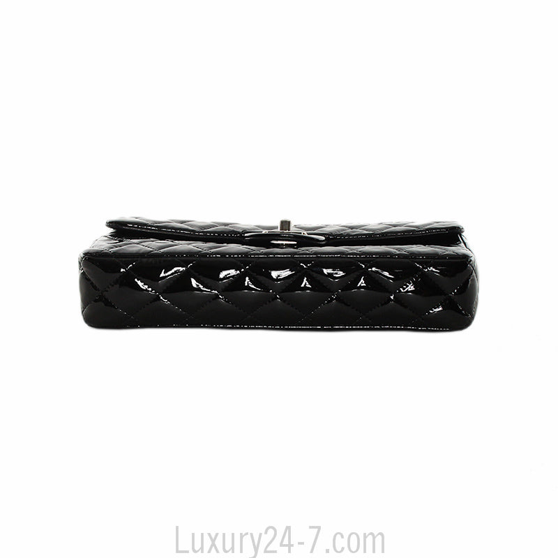 Chanel Black Patent Quilted East West Flap Bag