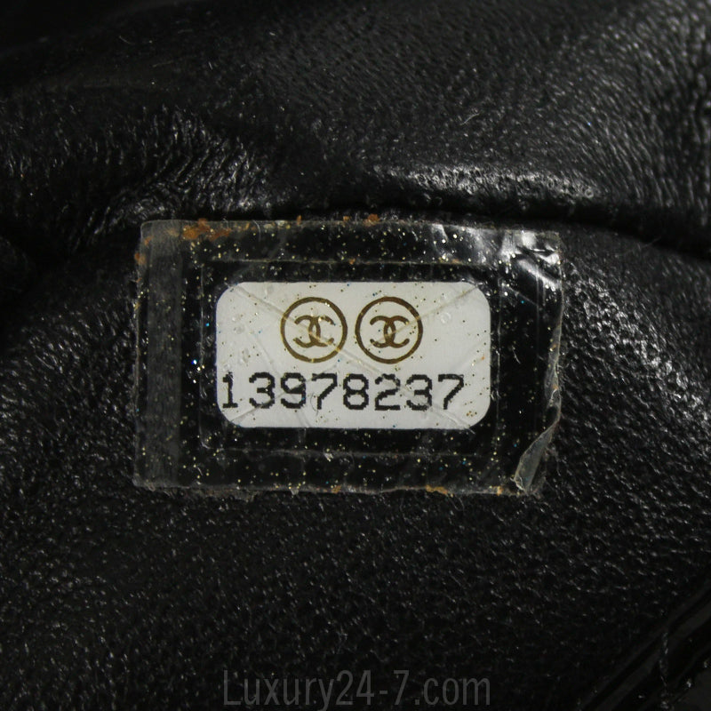 Chanel Black Patent Quilted East West Flap Bag