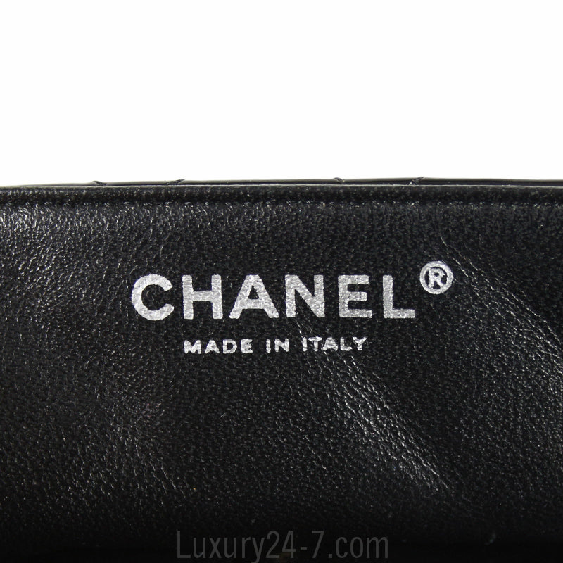 Chanel Black Patent Quilted East West Flap Bag