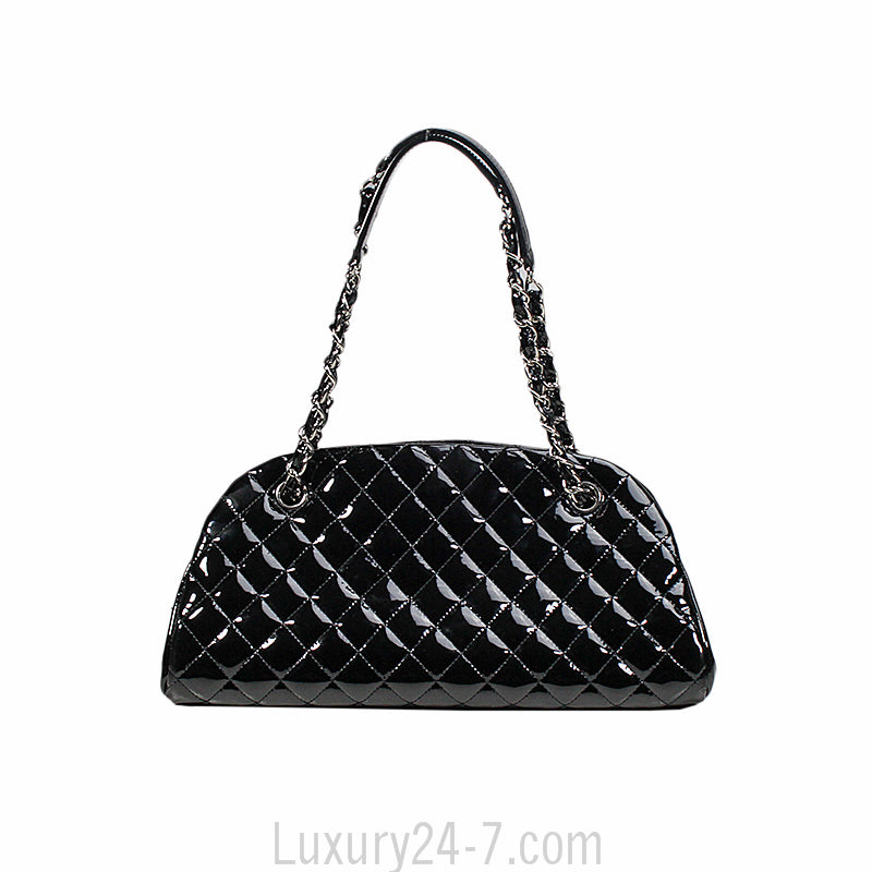 Chanel Black Patent Quilted Medium Just Mademoiselle Bag