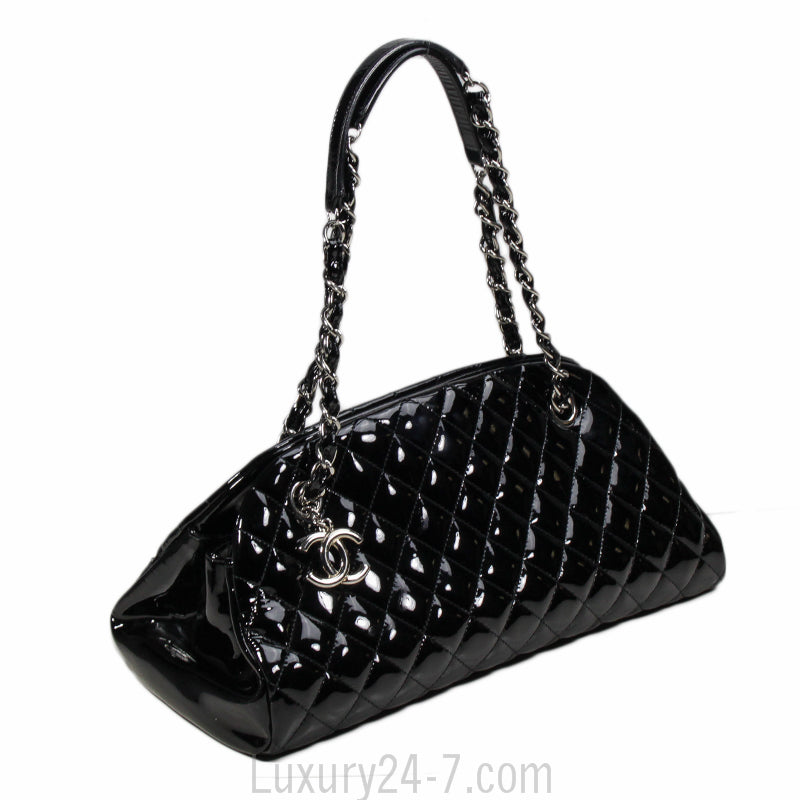 Chanel Black Patent Quilted Medium Just Mademoiselle Bag