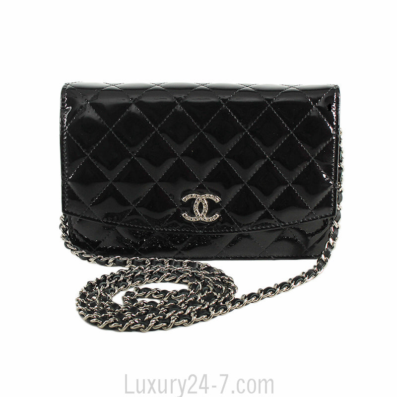 Chanel Black Patent Wallet on Chain WOC Shoulder Bag