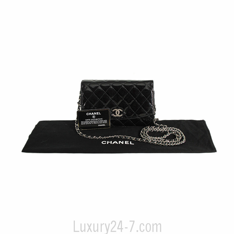 Chanel Black Patent Wallet on Chain WOC Shoulder Bag