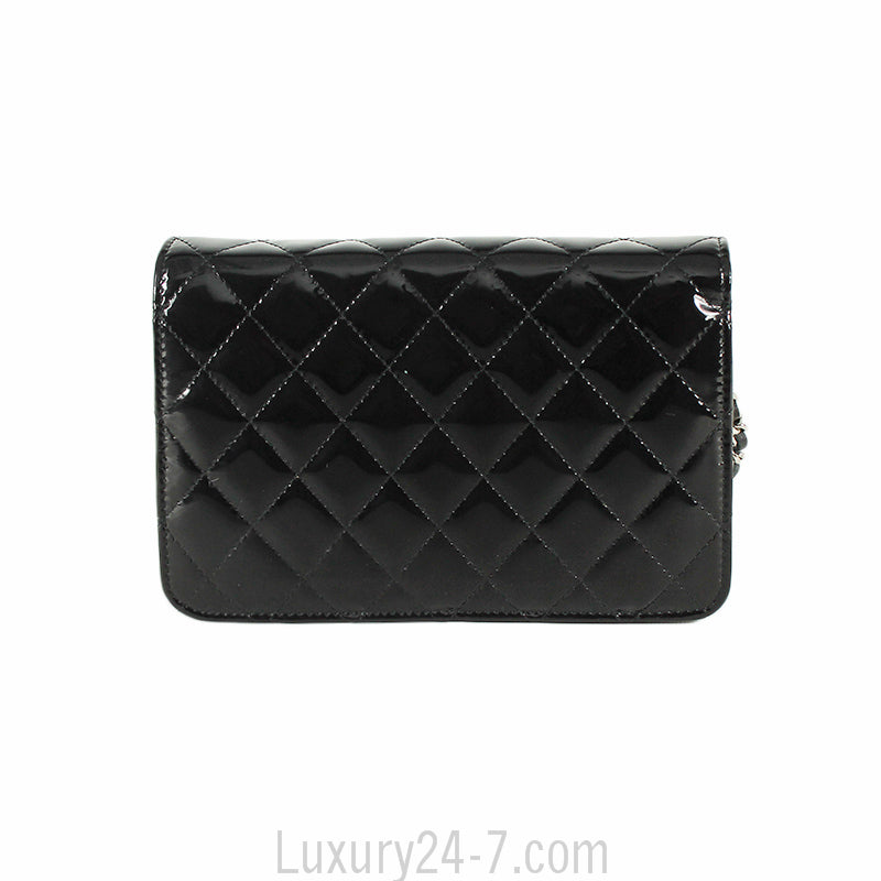 Chanel Black Patent Wallet on Chain WOC Shoulder Bag