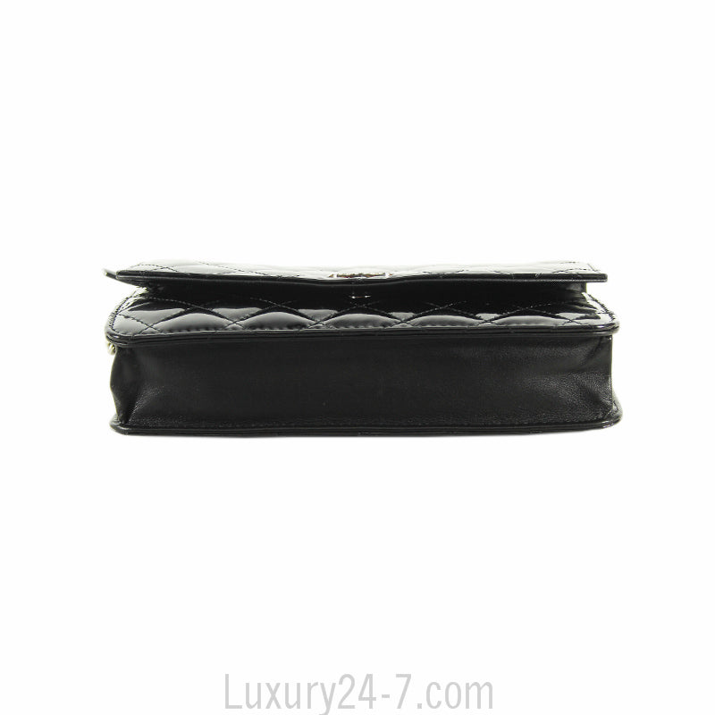Chanel Black Patent Wallet on Chain WOC Shoulder Bag