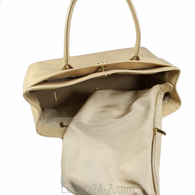 Chanel Light Beige Cerf Executive Tote Bag